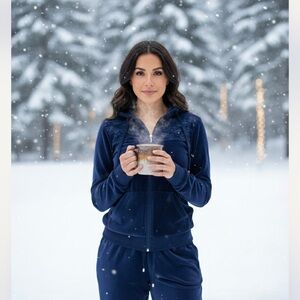 Women's Midnight Blue Velour Set